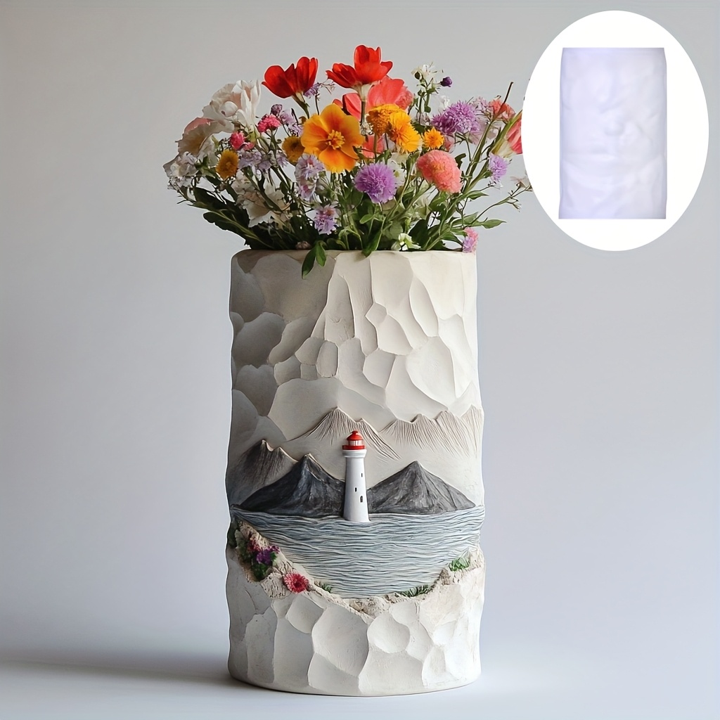 Resin Ocean Wave Mold - Latarnia morska Relief Kwiat Roślina Wazon